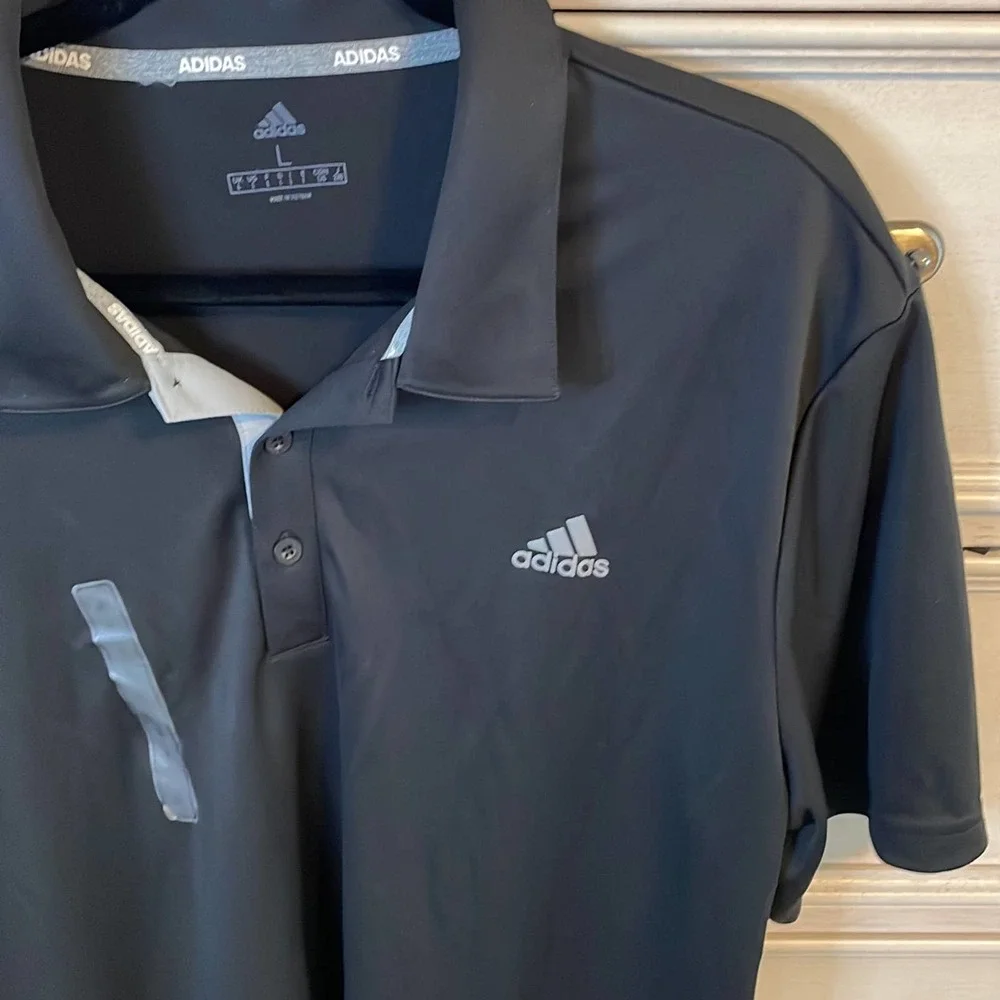 Men’s new Adidas, black, golf polo, large, short sleeve